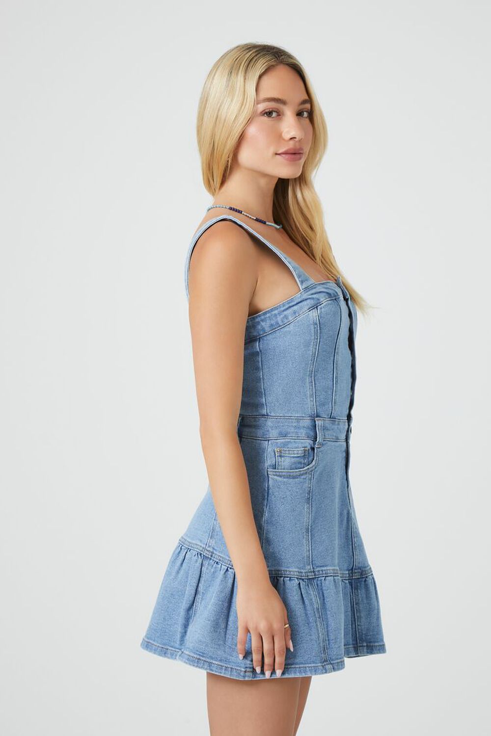 Denim Fit & Flare Mini Dress